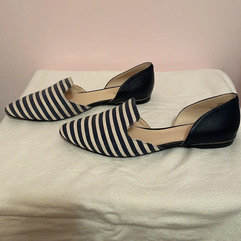 Nine West Women's Striped Flats - Navy and White - Picture 2 of 6